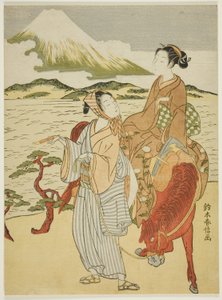 Pausa per ammirare il monte Fuji (parodia del viaggio verso est di Ariwara no Narihira)