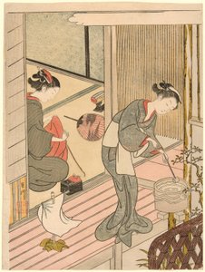 Vele di ritorno del portasalviette (Tenugui-kake no kihan), dalla serie "Otto vedute del salotto (Zashiki hakkei)"