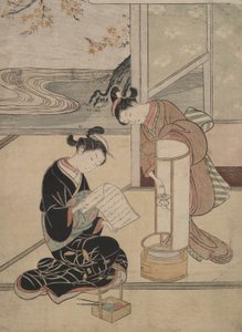Il bagliore serale della lampada: Otto vedute del salotto da Suzuki Harunobu