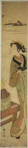 La cameriera Osen della casa da tè Kagiya che porta una tazza di tè da Suzuki Harunobu