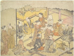 La Coppa di Sake del Matrimonio: Le Cerimonie Nuziali da Suzuki Harunobu