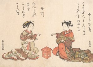 Due ragazze giocano al gioco delle dita di Kitsume Ken, 1725-1770