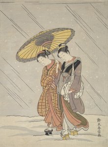 Due Donne in una Tempesta, 1764-72 da Suzuki Harunobu