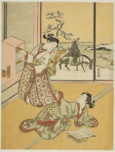 Due giovani donne che leggono libri da Suzuki Harunobu