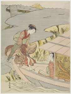 Donna che sale su una barca, c. 1767 da Suzuki Harunobu