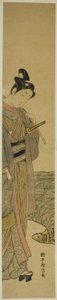 Giovane con canna da pesca e rete da Suzuki Harunobu