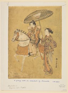 Giovane nobile a cavallo da Suzuki Harunobu
