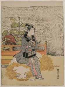 Gioventù che rappresenta Monju, Dio della Saggezza su un leone, c. 1767 da Suzuki Harunobu