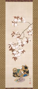 Ciliegie e scatola a forma di cane da Suzuki Kiitsu