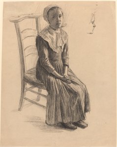 Ragazza seduta in costume da contadina da Swiss 19th Century