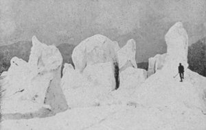 Su un ghiacciaio, Alte Alpi (foto in bianco e nero)