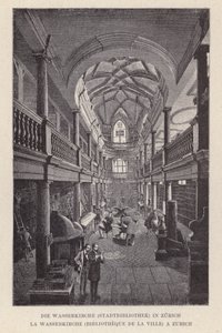 La Wasserkirche, Biblioteca della città, a Zurigo (incisione) da Swiss School