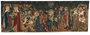 Arazzo dorsale che raffigura quattro scene della Vita della Vergine, da Basilea, c.1450-75 da Swiss School
