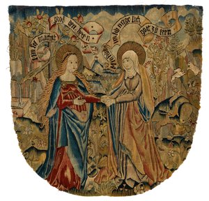 Pannello di arazzo raffigurante la Visitazione, c.1500
