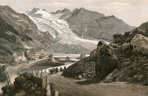 La parte inferiore del ghiacciaio del Rodano e la strada per il Furka da Swiss School