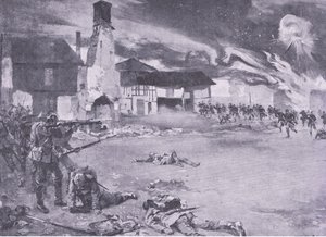 Combattimenti di strada al confine franco-tedesco: un attacco francese alla guardia prussiana, da History of the Great War Vol 3 pubblicato da Waverley Book Co Limited, c.1920
