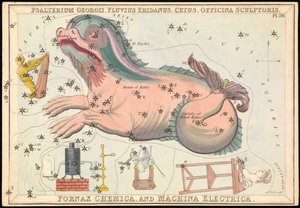 Psalterium Georgii, Fluvius Eridanus, Cetus, Officina Sculptories, Fornax Chemica e Machina Electrica, c.1825 da Sydney Hall