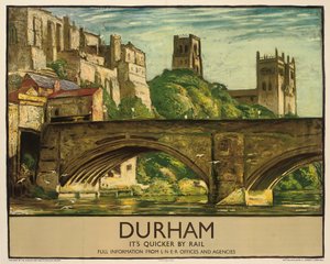 Poster delle ferrovie britanniche che pubblicizza Durham, c.1935