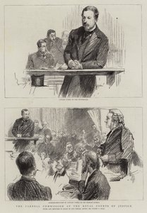 La Commissione Parnell alla Royal Courts of Justice (incisione) da Sydney Prior (after) Hall