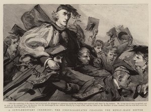 Una cerimonia supplementare, gli studenti portano in trionfo il neodottore da Sydney Prior Hall