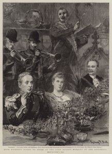 Lord Rosebery che si alza per parlare al banchetto del Lord Mayor alla Guildhall da Sydney Prior Hall
