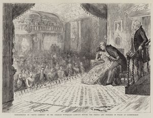 Performance di David Garrick dalla compagnia di Mr Charles Wyndham davanti al Principe e alla Principessa del Galles a Sandringham da Sydney Prior Hall