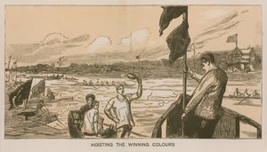 Ricordi di una gara di canottaggio Oxford e Cambridge: issare i colori della vittoria da Sydney Prior Hall