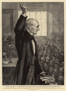 La campagna di Mid-Lothian del 1892, Mr Gladstone che si rivolge al pubblico nella Music Hall di Edimburgo, il 30 giugno