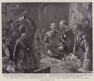 La presentazione al colonnello Hector MacDonald, il duca di Atholl che allaccia la Spada d