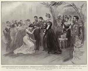 La Ricezione alla Casa del Governo, Gibilterra, Signore presentate al Duca di Cornovaglia e York da Sydney Prior Hall