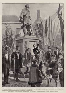 Celebrazioni del terzo centenario di Vandyck ad Anversa, la decorazione della statua del maestro da Sydney Prior Hall