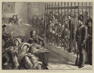 Processo di una banda di briganti italiani ad Aquila da Sydney Prior Hall