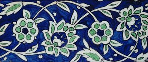 Piastrella con peonie e rosette da Syrian School