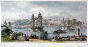 Vista del ponte sospeso a Chelsea, Londra, 1852 da TA Prior