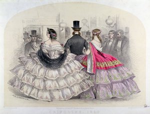 Signore che indossano crinoline alla Royal Italian Opera, Covent Garden, 1859