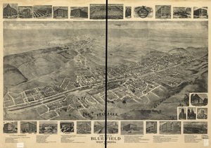 Veduta aerea di Bluefield, West Virginia 1911 da T. M. Fowler