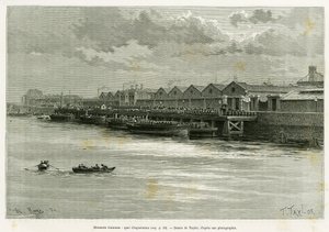 Birreria Guinness, molo di esportazione. Incisione di Taylor, per illustrare la storia Trois mois en Irlande, nel 1889, di Marie Anne de Bovet, in le tour du monde 1890, diretta da Edouard Charton (1807-1890), Hachette, Parigi.