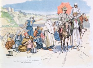 Lebrosi fuori dalle mura di Gerusalemme, 1892 da T. de Haener