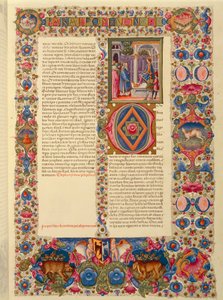 Incipit del secondo libro delle Cronache, o Paralipomenon II, miniatura dalla Bibbia latina di Borso d