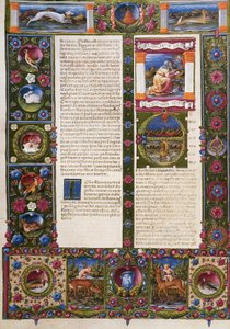 Fine del Libro del Deuteronomio e incipit dal Libro di Giosuè, dal Volume II della Bibbia di Borso d