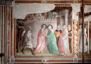 La vita della Vergine: incontro di Gioacchino e Anna alla porta d
