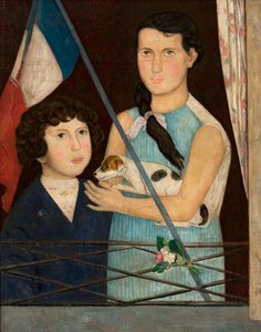 Due bambini con una bandiera francese da Tadeusz Makowski