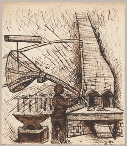 Fabbro presso il forno da Tadeusz Makowski