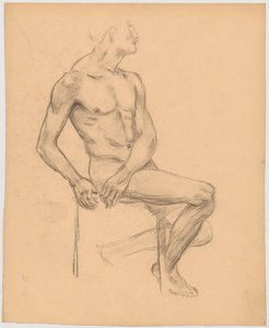 Studio di nudo maschile seduto da Tadeusz Makowski