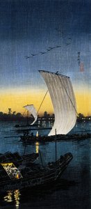 Vista serale di Sekiyado, c.1930 da Takahashi  Hiroaki