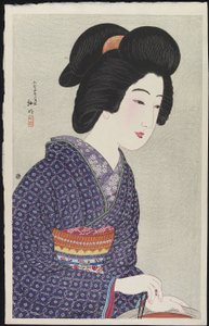 Donna seduta accanto a un braciere, febbraio 1925 da Takahashi Hiroaki