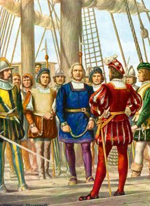 Cristoforo Colombo e i suoi fratelli Bartolomeo e Diego sono fatti prigionieri su una nave che li porterà in Spagna da Tancredi Scarpelli