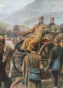Esercito serbo con il loro re Pietro in marcia verso Durazzo