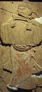 Stele in terracotta con musicista, Dinastia Tang