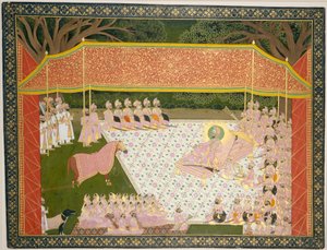 Maharana Sarup Singh ispeziona uno stallone premiato, 1845-46 da Tara